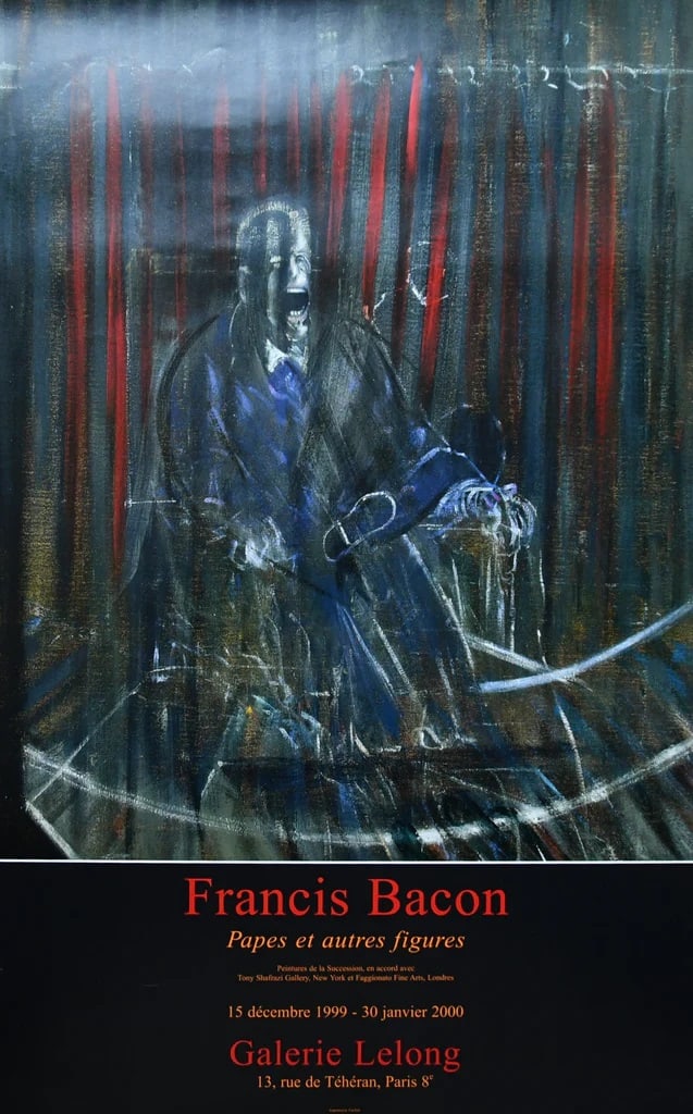 Francis Bacon - Offsetlithograph - Poster Galerie LeLong: Artist: Bacon, Francis Title: Exhibition Poster Technique: Offset lithograph on Smooth paper size: 80 x 50 cm. (31,5 x 19,7 inch) Framed: Not framed More Information Francis Bacon Offsetlithograph