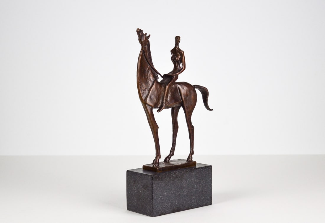 Salvador Dali Homage to - Bronze Sculpture: Artist: Dali, Salvador Title: Lady on a horse Technique: Sculpture on Bronze size: 31,5 x 17,5 cm. (12,4 x 6,9 inch) Framed: Not framed More Information Abstract Animal