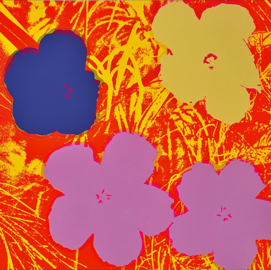 Andy Warhol - Screenprint - Flowers: Artist: Warhol, Andy Title: Flowers Technique: Screenprint on Museum board (heavy weight paper) size: 91 x 91 cm. (35,85 x 35,85 inch) Framed: Not framed More Information Color screenprints are