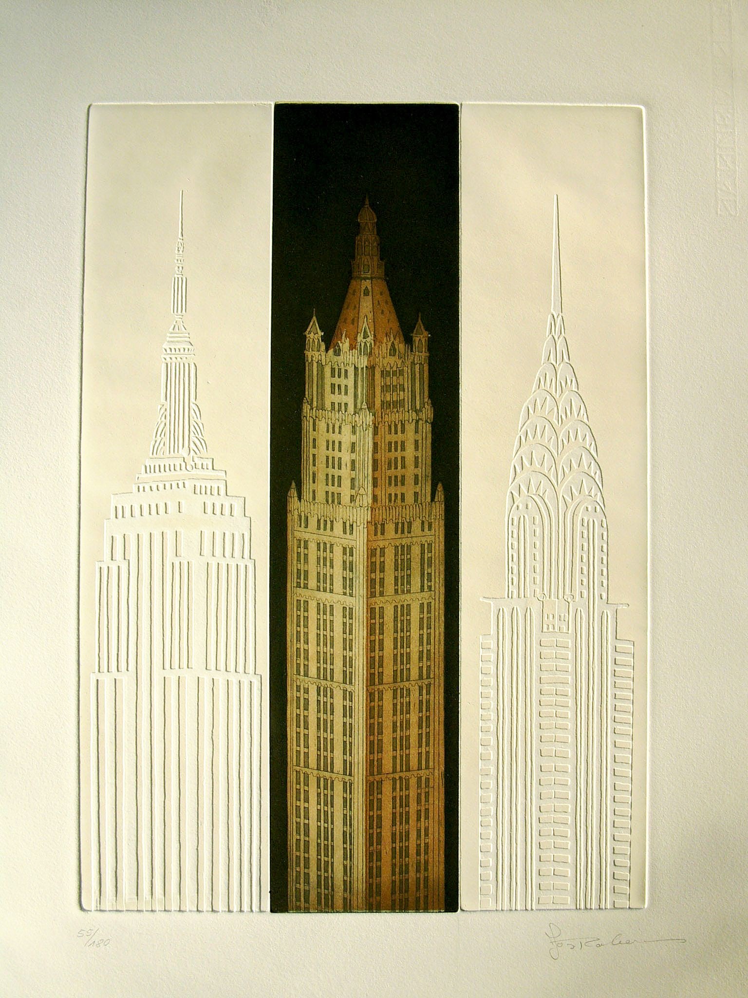 Robers, Jos - Lithograph/Embossing - Handsigned: Artist: Robers, Jos Title: Woolworth Technique: Lithograph on BFK Rives paper size: 54 x 44 cm. (21,25 x 17,3 inch) Framed: Not framed More Information Hand-signed and numbered with pencil by the