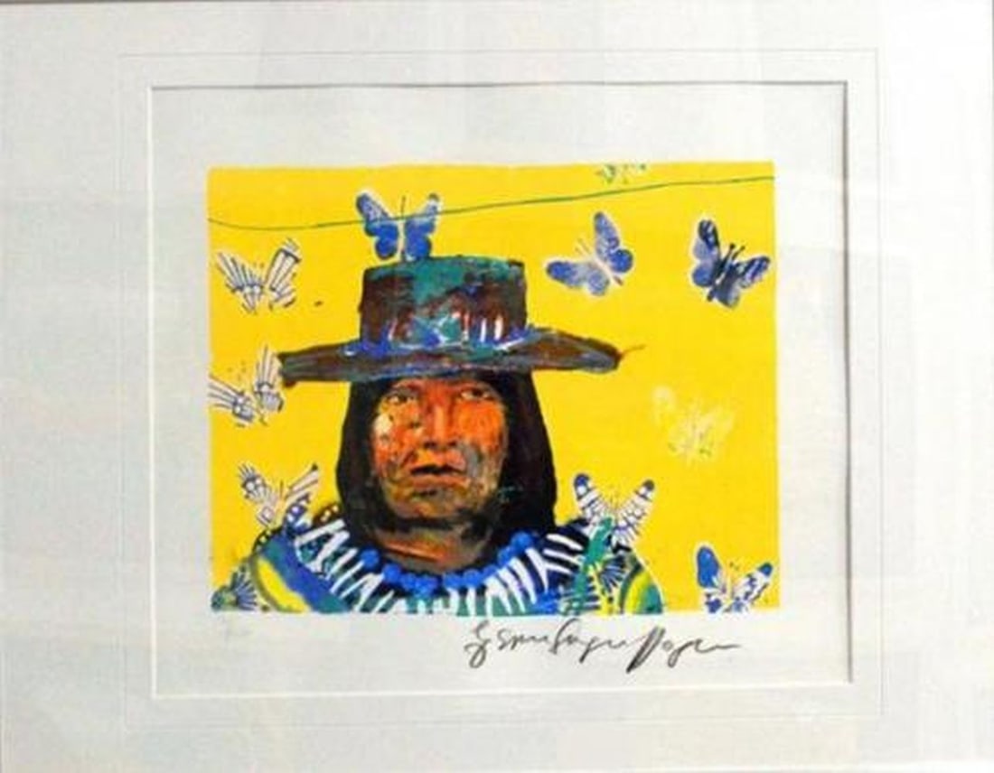 Hagen, Espen Greger - Silkscreen - Handsigned: Artist: Hagen, Espen Greger Title: Indiaan Yellow Technique: Silkscreen on Handmade paper size: 50 x 66 cm. (19,7 x 26 inch) Framed: Not framed More Information Hand-Si