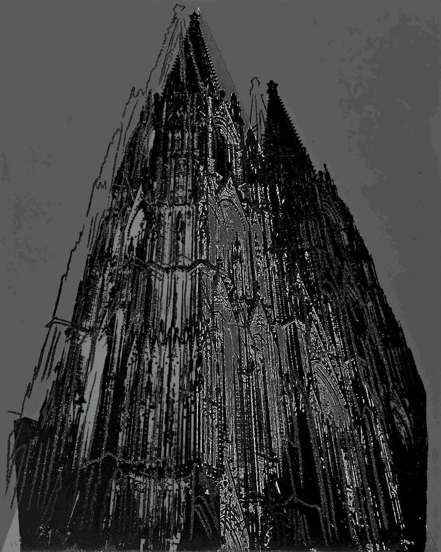 Andy Warhol - Cologne Cathedral (black) - Screenprint with Diamond Dust: Artist: Warhol, Andy Title: Cologne Cathedral (black) Technique: Lithograph on Lenox museum board size: 100 x 80 cm. (39,35 x 31,5 inch) Framed: Not framed More Information