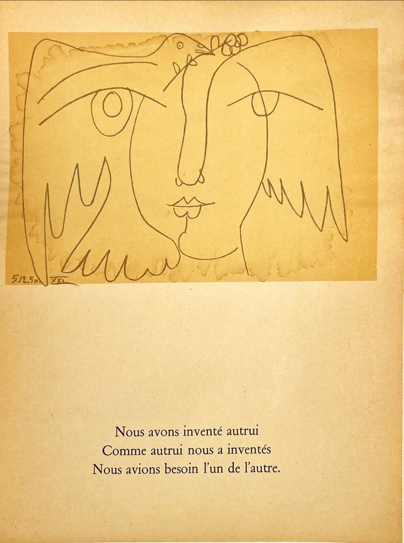 Pablo Picasso - Le Visage de la Paix - Original Mourlot lithograph 1950.: Artist: Picasso, Pablo Title: Le Visage de la Paix Technique: Lithograph on Velin Handmade paper size: 19,4 x 13,4 cm. (7,65 x 5,3 inch) Framed: Not framed More Information