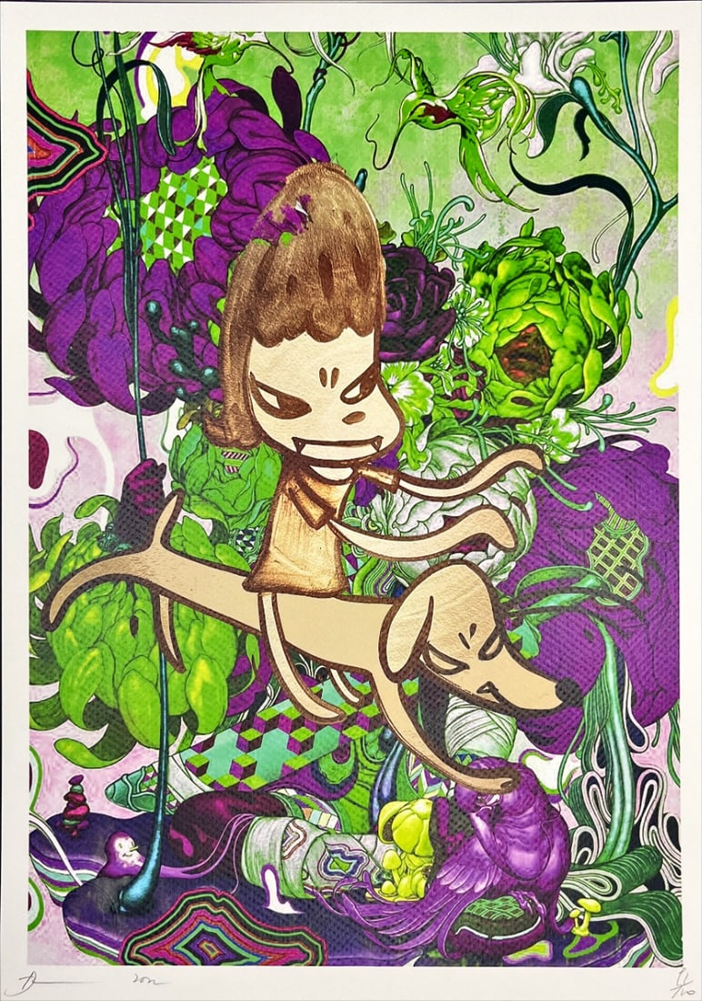 Death NYC - Yoshitomo Nara - Hand signed: Artist: Death NYC Title: Yoshitomo Nara Technique: Graffiti Pop Art Print on Fine art 300 gsm paper size: 45 x 32 cm. (17,7 x 12,6 inch) Framed: Not framed More Information