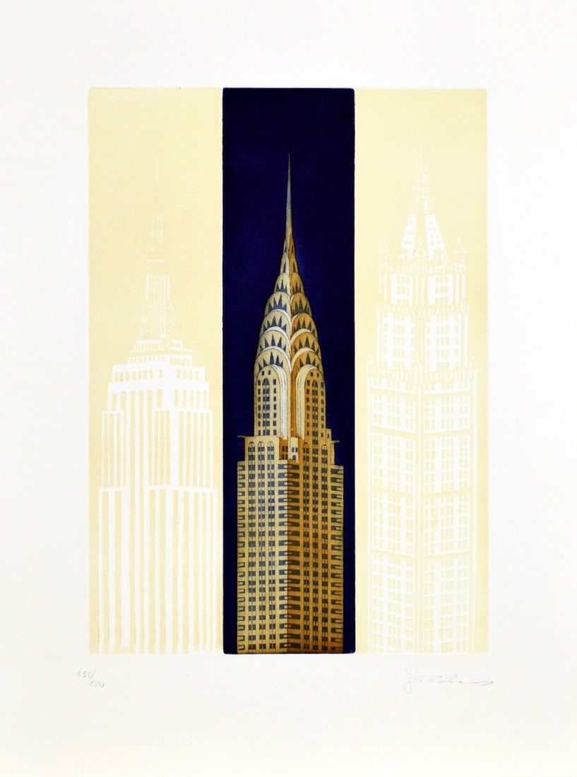 Robers, Jos - Lithograph/Embossing.: Artist: Robers, Jos Title: Chrysler Building Technique: Lithograph on BFK Rives paper size: 52,5 x 39,5 cm. (20,65 x 15,55 inch) Framed: Not framed More Information Hand signe and numbered with
