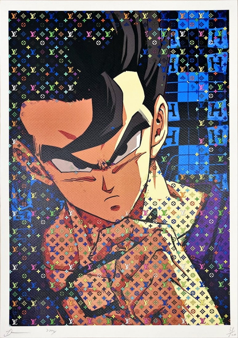 Death NYC - Louis Vuitton - Gohan Dragon Ball Z - Hand signed: Artist: Death NYC Title: Louis Vuitton - Gohan Dragon Ball Z Technique: Graffiti Pop Art Print on Fine art 300 gsm paper size: 45 x 32 cm. (17,7 x 12,6 inch) Framed: Not framed More Information Hand