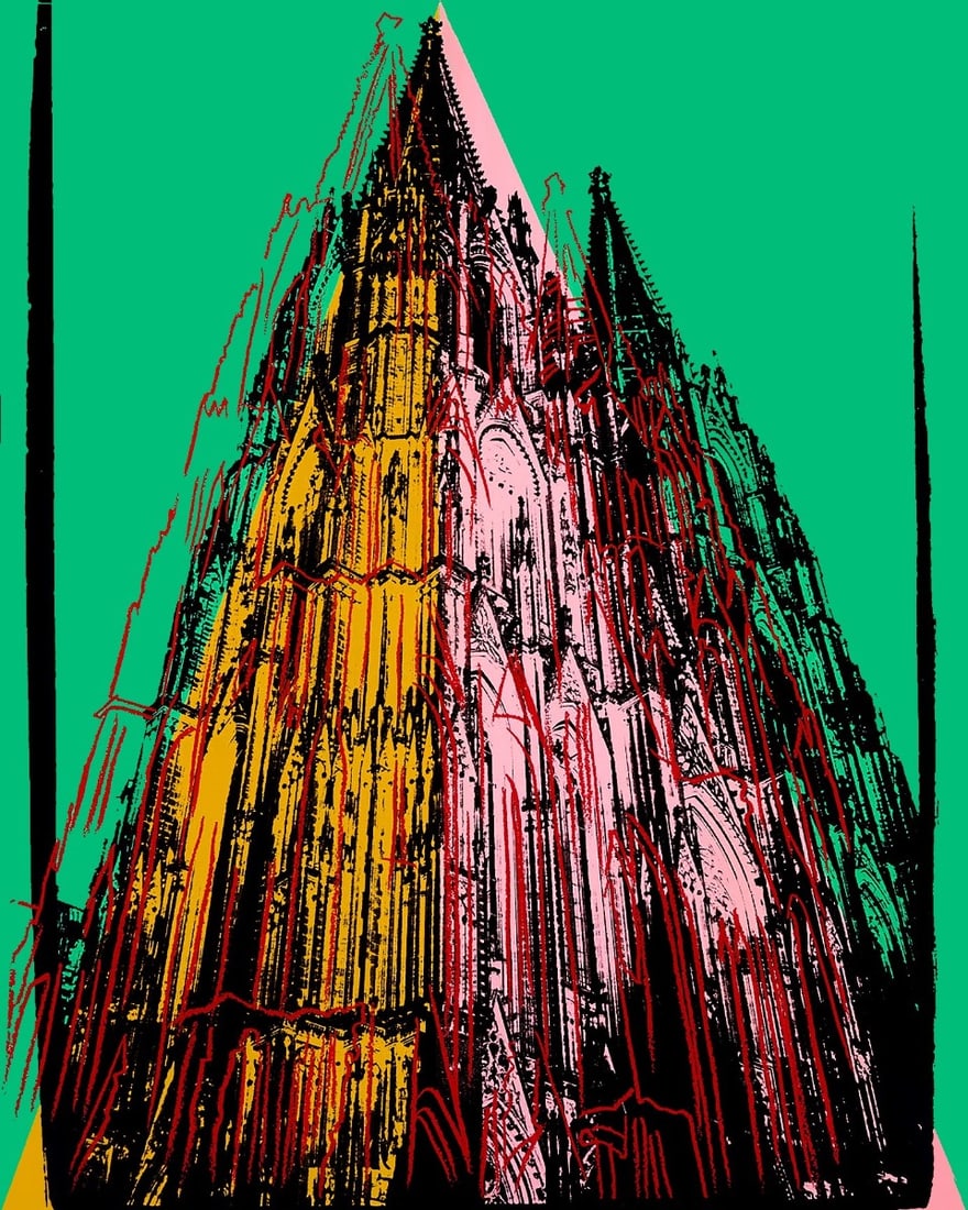 Andy Warhol - Cologne Cathedral (green) - Screenprint with Diamond Dust: Artist: Warhol, Andy Title: Cologne Cathedral (green) Technique: Lithograph on Lenox museum board size: 100 x 80 cm. (39,35 x 31,5 inch) Framed: Not framed More Information