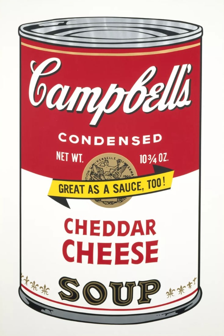 Andy Warhol - Campbells Soup - Cheddar Cheese - Silkscreen: Artist: Warhol, Andy Title: Campbells Soup - Cheddar Cheese Technique: Silkscreen on Museum board (heavy weight paper) size: 89 x 58,5 cm. (35,05 x 23,05 inch) Framed: Not framed