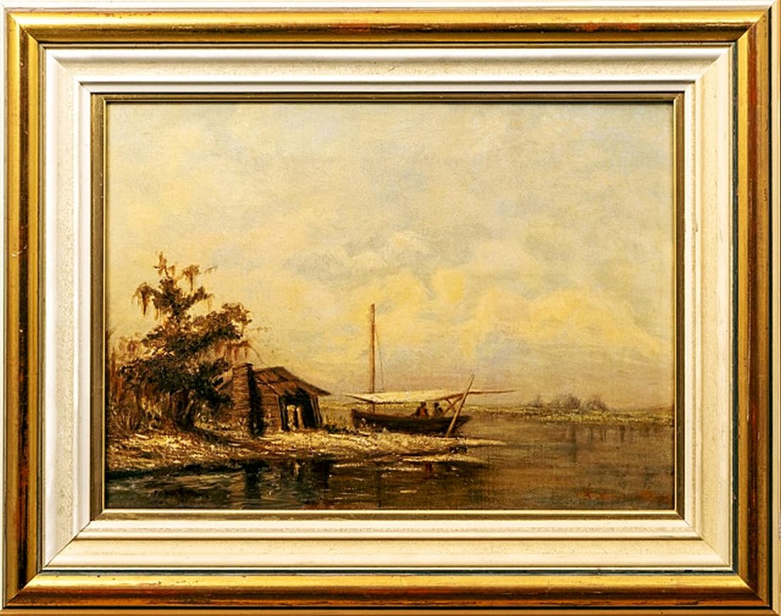 Dr. Helena Maas - Oil Painting - Fishermen on the river: Artist: Maas, Helena Title: Fishermen on the river Technique: Oil painting on Canvas size: 35 x 45 cm. (13,8 x 17,7 inch) Framed: 35 x 45 cm. (13,8 x 17,7 inch) More Inform