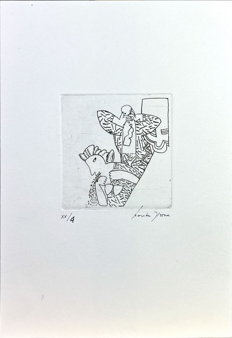Bouke Ylstra - Etching - hand signed: Artist: Ylstra, Bouke Title: Untitled Technique: Etching on Handmade paper size: 29,5 x 20 cm. (11,6 x 7,85 inch) Framed: Not framed More Information Bouke YLSTRA (Den