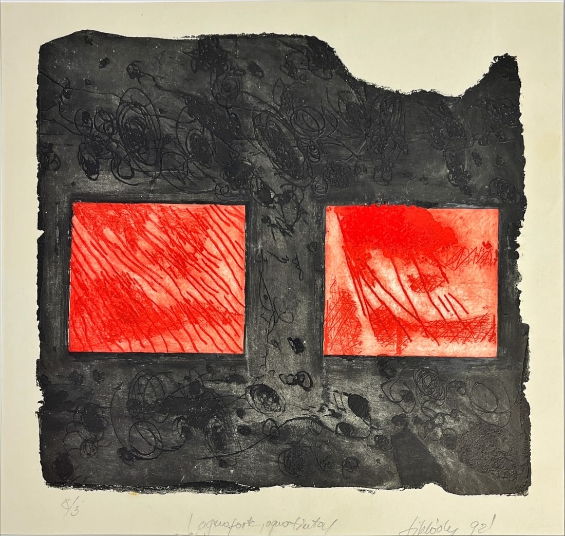 Great Silkscreen / relief pressure. - Hand signed: Artist: Unknown / Unreadable Artist Title: Unreadable title Technique: Silkscreen on Handmade paper size: 61 x 77 cm. (24 x 30,3 inch) Framed: 70 x 100 cm. (27,55 x 39,35 inch) More Information