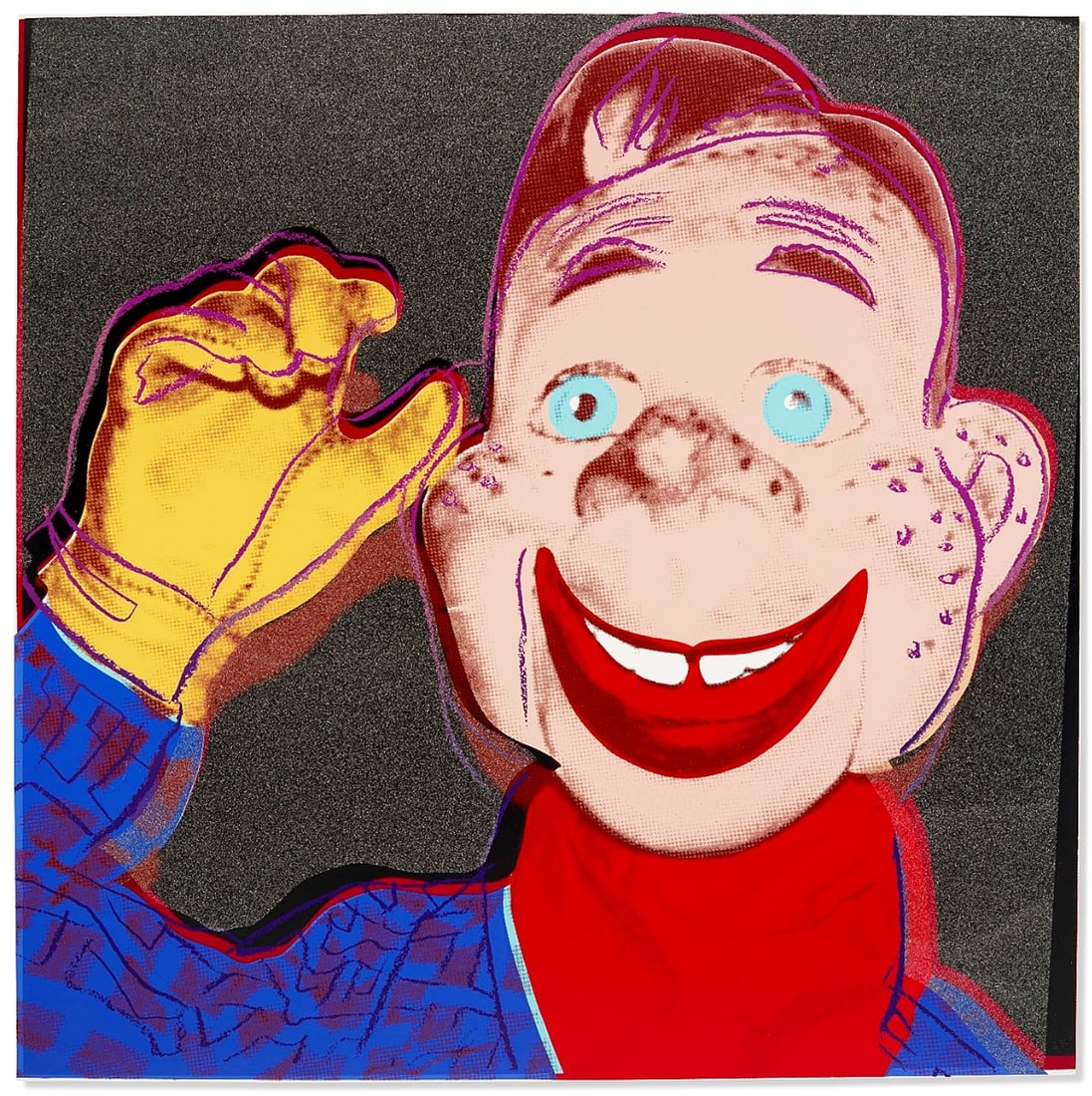 Andy Warhol - Myths - Howdy Doody - Screenprint with Diamond Dust: Artist: Warhol, Andy Title: MYTHS: HOWDY DOODY Technique: Screenprint on Lenox museum board size: 96,5 x 96,5 cm. (38 x 38 inch) Framed: Not framed More Information And