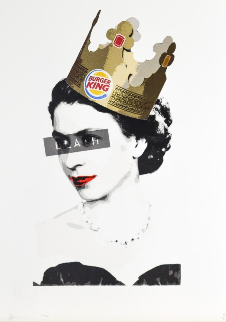 Death NYC - Queen Burger King: Artist: Death NYC Title: Queen Burger King Technique: Silkscreen on Fine art 300 gsm paper size: 45 x 32 cm. (17,7 x 12,6 inch) Framed: Not framed More Information Hand signature by the Artist.