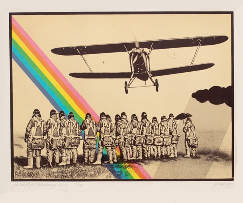 Siks, Ger - Silkscreen: Artist: Siks, Ger Title: First solo Flight. Peterborough 1936 Technique: Silkscreen on Handmade paper size: 43 x 52,5 cm. (16,95 x 20,65 inch) Framed: Not framed More Information Hand Signed, dated