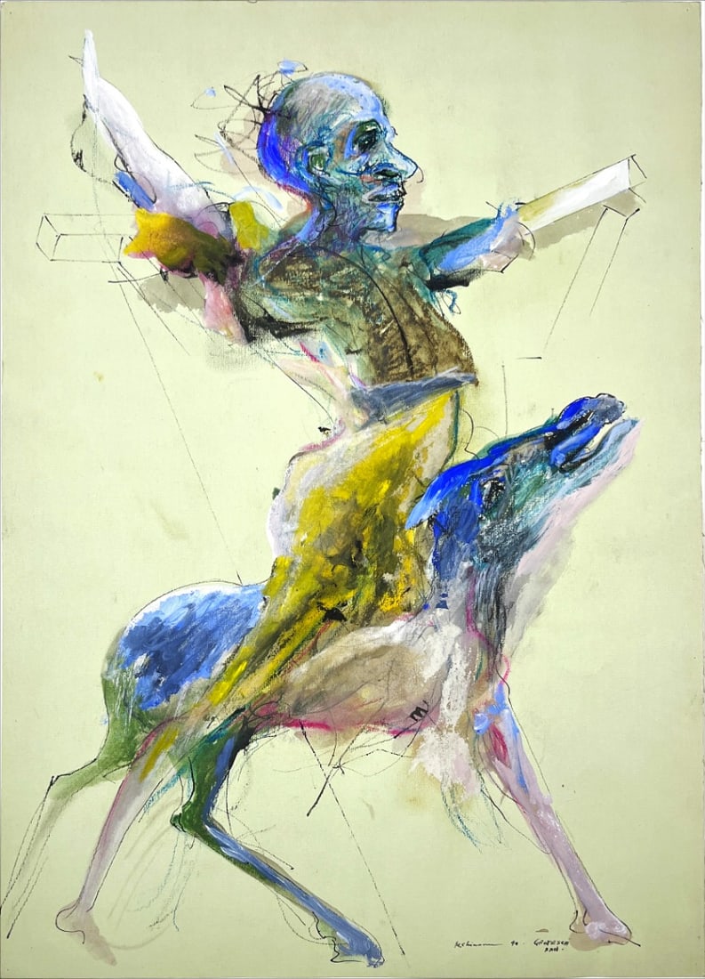 Mihai Chiuaru - Mixed Technique - Hand signed: Artist: Chiuaru, Mihai Title: Grotesca Technique: Mixed techniques on Handmade paper size: 70 x 50 cm. (27,55 x 19,7 inch) Framed: Not framed More Information Mihai Chiuaru is a contemporary artist,