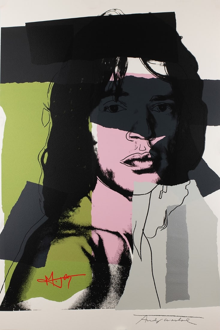 Andy Warhol - Mick Jagger - Screenprint - Signed: Artist: Warhol, Andy Title: Mick Jagger Technique: Screenprint on Lenox museum board size: 110,5 x 73,7 cm. (43,5 x 29 inch) Framed: Not framed More Information Signed by Warhol and Jager in the