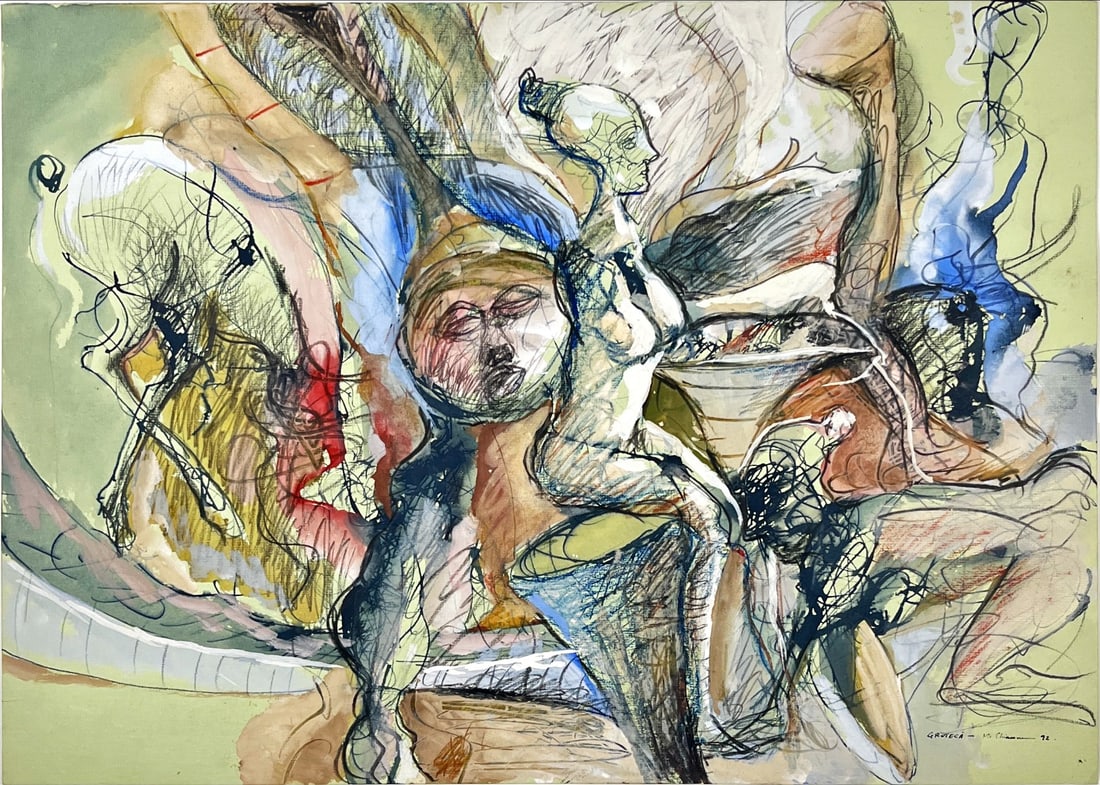 Mihai Chiuaru - Mixed Technique - Hand signed: Artist: Chiuaru, Mihai Title: Grotesca Technique: Mixed techniques on Handmade paper size: 50 x 70 cm. (19,7 x 27,55 inch) Framed: Not framed More Information Mihai Chi