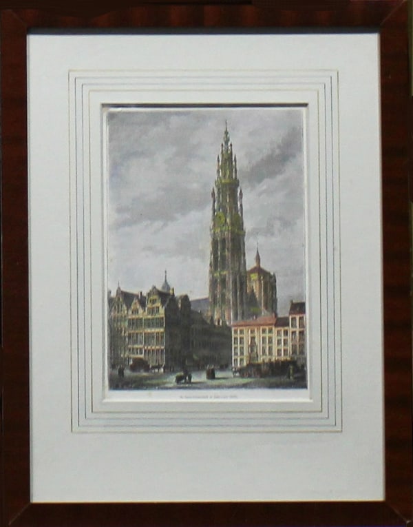 V. Doncker - Color Gravure - Signed: Artist: Doncker, V. Title: Onze Lieve Vrouwe Kerk te Antwerpen Technique: Gravure on Paper size: 30 x 20 cm. (11,8 x 7,85 inch) Framed: 39,5 x 30 cm. (15,55 x 11,8 inch) Mo