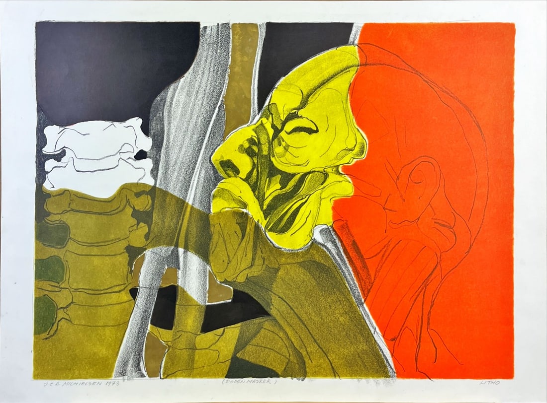 Jan (J.C.A.) Michielsen - Lithograph - Hand signed: Artist: Michielsen, Jan (J.C.A.) Title: Dodenmasker Technique: Lithograph on Handmade paper size: 46 x 64 cm. (18,1 x 25,2 inch) Framed: Not framed More Information Mic