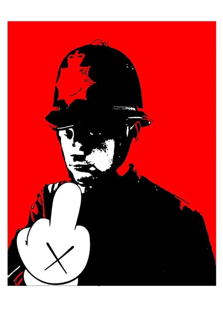 Death NYC - Mixed Techniques - Hand Signed: Artist: Death NYC Title: Cop Finger red Technique: Mixed techniques on Fine art 300 gsm paper size: 45 x 32 cm. (17,7 x 12,6 inch) Framed: Not framed More Information Hand signature by the Artist.