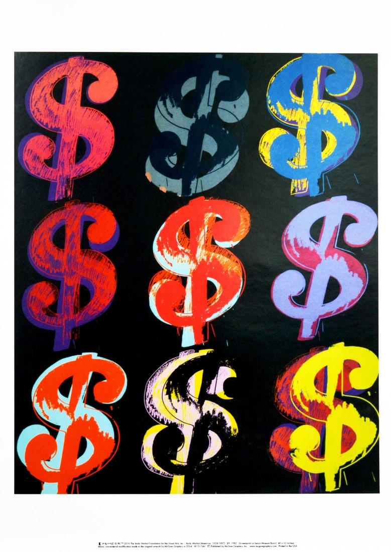 Warhol, Andy - Screenprint: Artist: Warhol, Andy Title: $9 Technique: Silkscreen on Lenox museum board size: 95 x 75 cm. (37,4 x 29,55 inch) Framed: Not framed More Information The Andy Warhol Fondation for the Visual Arts,
