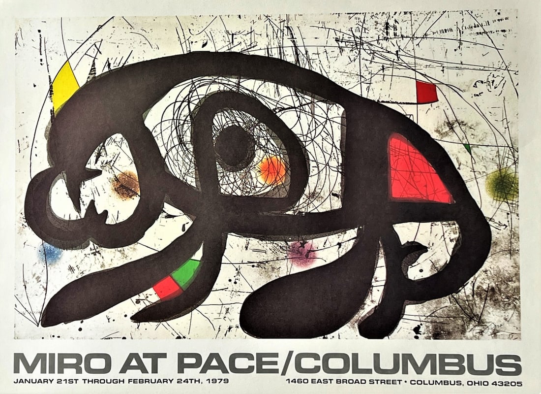 Miro, Joan - Poster/Affiche: Artist: Miró, Joan Title: Pace/columbus 1979 Technique: Offset lithograph on Handmade paper size: 63 x 85 cm. (24,8 x 33,45 inch) Framed: Not framed More Information Joan Miro, Poster/Affiche for