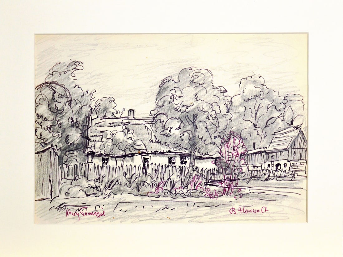 Barbara Houwalt-Kostecka - Ink Drawing - Hand-signed: Artist: Houwalt-Kostecka, Barbera Title: Nowy Tomysl Technique: Ink drawing on Handmade paper size: 22,5 x 32,5 cm. (8,85 x 12,8 inch) Framed: 30 x 40 cm. (11,8 x 15,75 inch) More Information Barbara