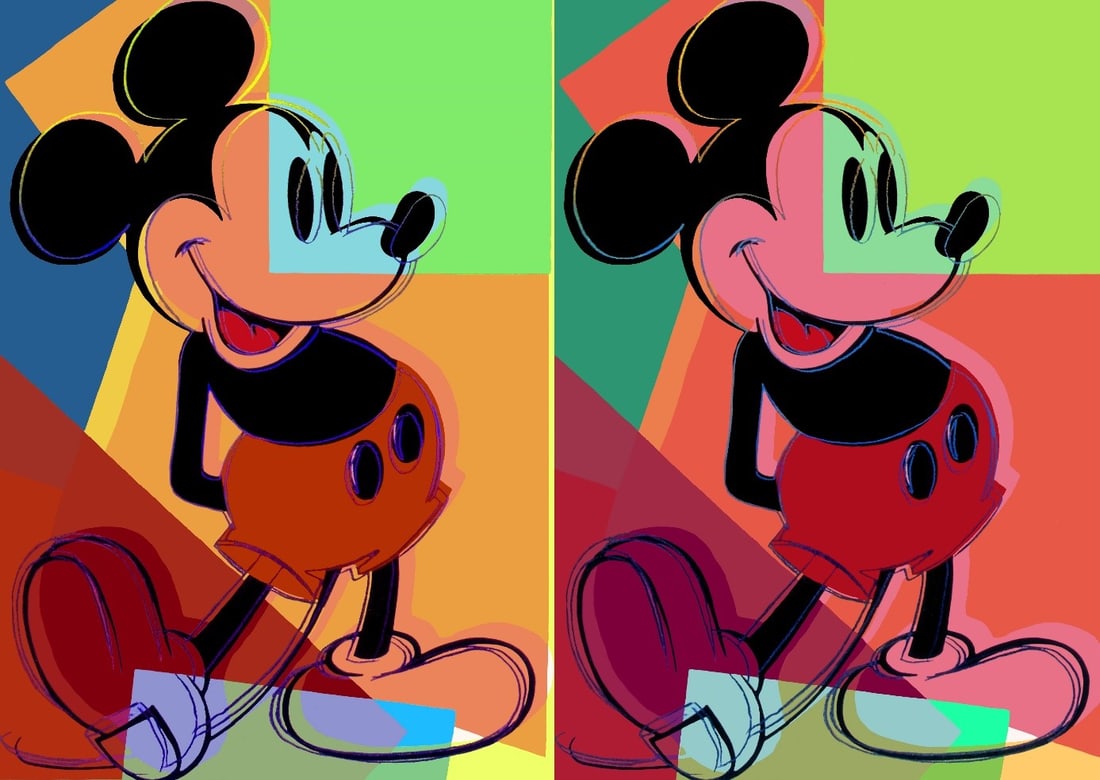 Andy Warhol - Double Mickey Mouse - Screenprint with Diamond Dust: Artist: Warhol, Andy Title: Double Mickey Mouse Technique: Screenprint on Lenox museum board size: 109,2 x 77,5 cm. (43 x 30,5 inch) Framed: Not framed More Information