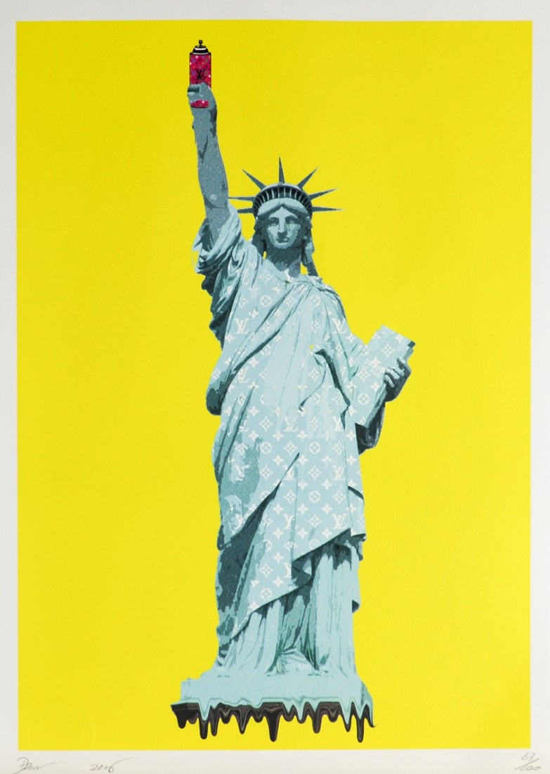 Death NYC - Silkscreen.: Artist: Death NYC Title: Liberty LV Y Technique: Mixed techniques on Fine art 300 gsm paper size: 45 x 32 cm. (17,7 x 12,6 inch) Framed: Not framed More Information Hand signature by the Artist.