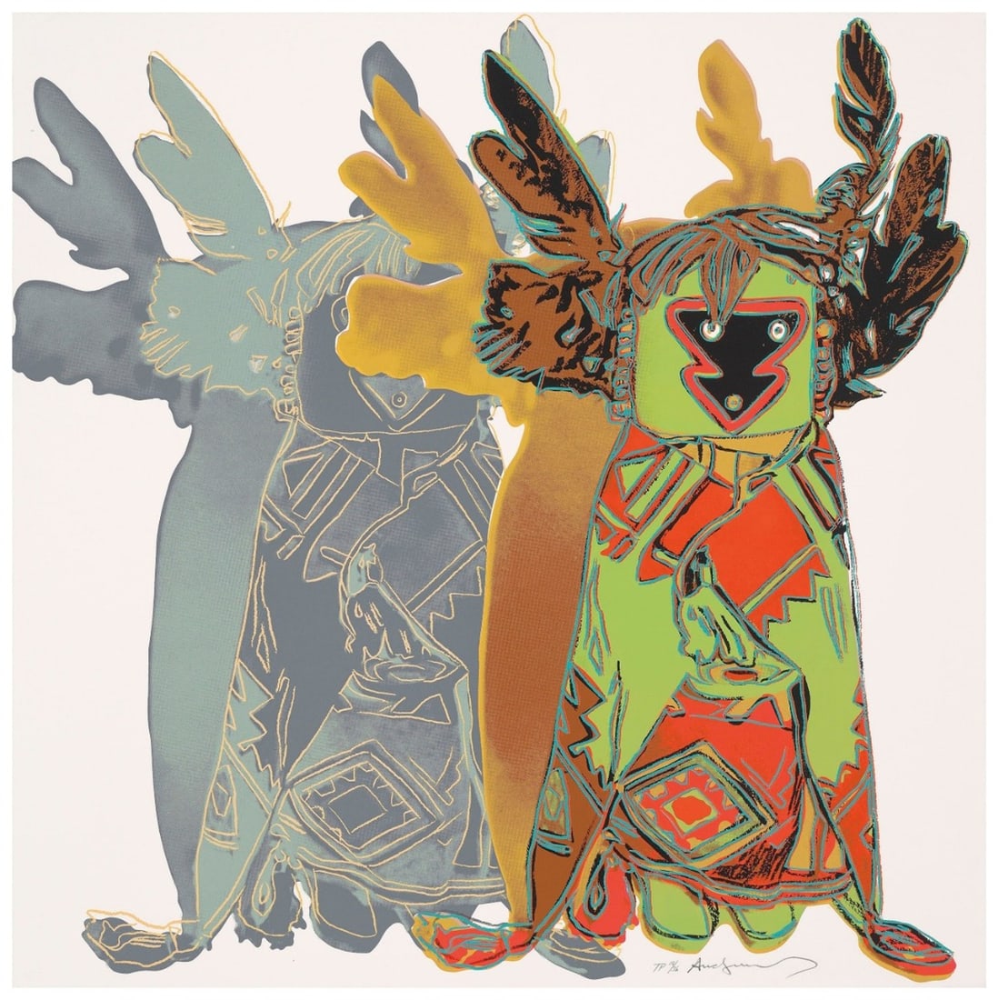 Andy Warhol - Serigraph - Cowboys &Indians - Signed: Artist: Warhol, Andy Title: Cowboys &Indians - Kachina Dolss Technique: Serigraphic on Lenox museum board size: 91,4 x 91,4 cm. (36 x 36 inch) Framed: Not framed More Information Andy Wahol,