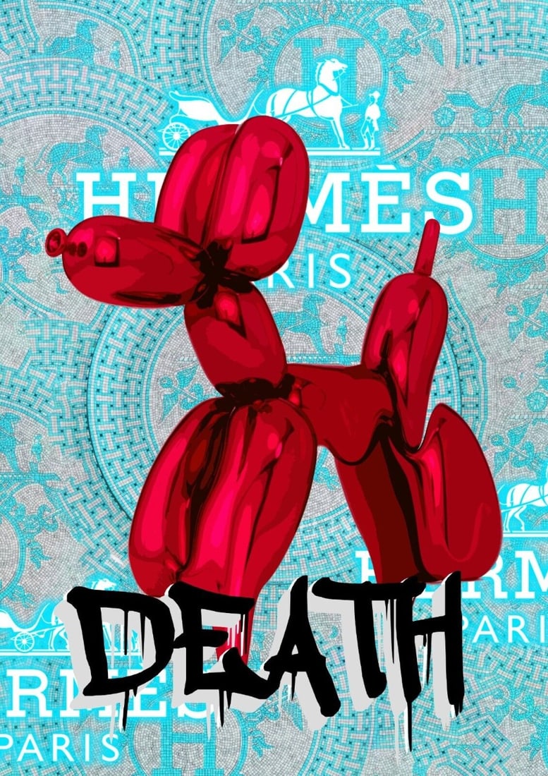 Death NYC - Mixed Techniques - Hand Signed: Artist: Death NYC Title: Hermès Balloon Dog 2 Technique: Mixed techniques on Fine art 300 gsm paper size: 45 x 32 cm. (17,7 x 12,6 inch) Framed: Not framed More Information Hand signature by the