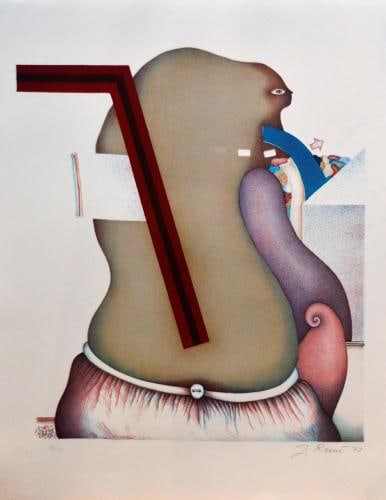 Remé. Jorge - Lithograph: Artist: Remé, Jorg Title: Figuur met hockeystick Technique: Lithograph on Arches paper size: 65 x 50 cm. (25,6 x 19,7 inch) Framed: Not framed More Information Edition: random/190. Handsigned titled