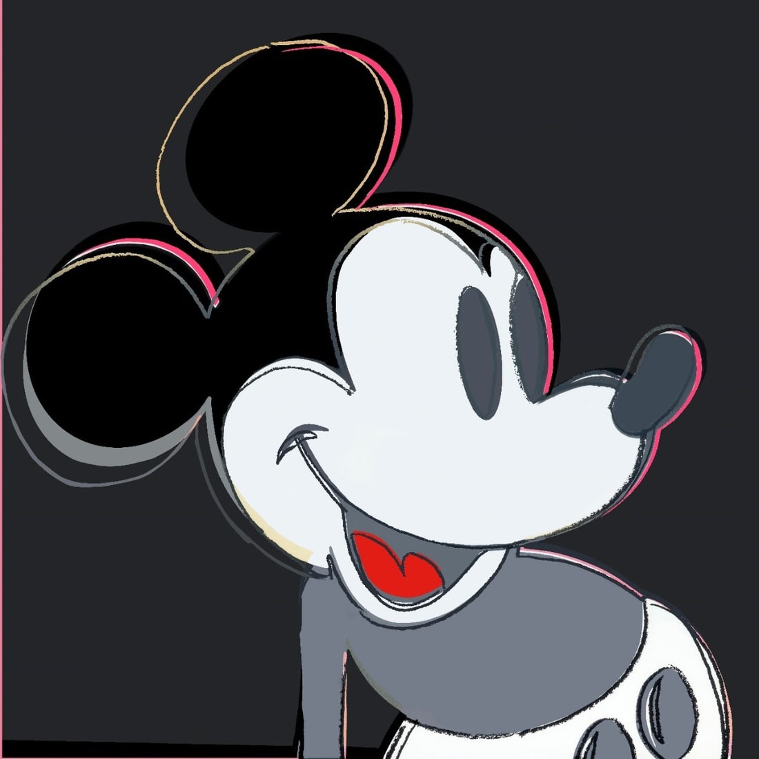 Andy Warhol - Myths - Mickey Mouse - Screenprint with Diamond Dust: Artist: Warhol, Andy Title: Mickey Mouse Technique: Screenprint on Lenox museum board size: 96,5 x 96,5 cm. (38 x 38 inch) Framed: Not framed More Information Andy Warhol - Mickey Mouse. Unique