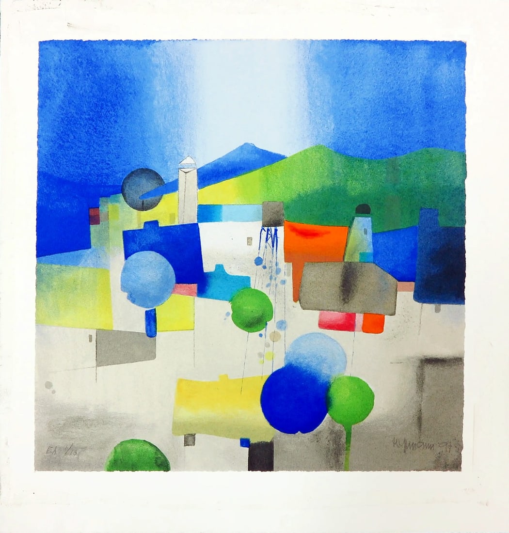 Hoffmann, Heinz - Silkscreen - Hand signed: Artist: Hoffmann, Heinz Title: Untitled Technique: Silkscreen on Handmade paper size: 50 x 48 cm. (19,7 x 18,9 inch) Framed: Not framed More Information Silkscreen, Han