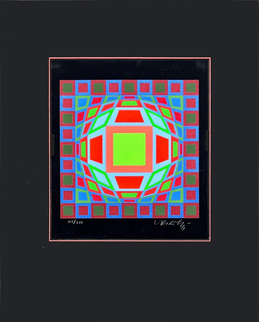Vasarely, Victor - Hand-Signed and numbered - Lithograph.: Artist: Vasarely, Victor Title: Untitled Technique: Lithograph on Handmade paper size: 32,5 x 25 cm. (12,8 x 9,85 inch) Framed: 50 x 40 cm. (19,7 x 15,75 inch) More Information This beautiful