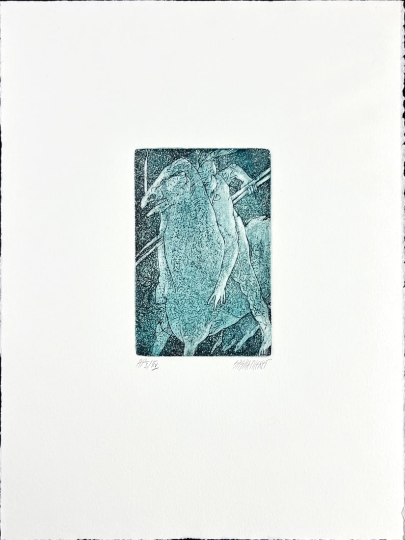 Sasha Meret - Etching - Hand signed: Artist: Meret, Sasha Title: Untitled Technique: Etching on Handmade paper size: 38 x 28,5 cm. (14,95 x 11,2 inch) Framed: Not framed More Information Sasha Meret was born in, Romania in 1955. He