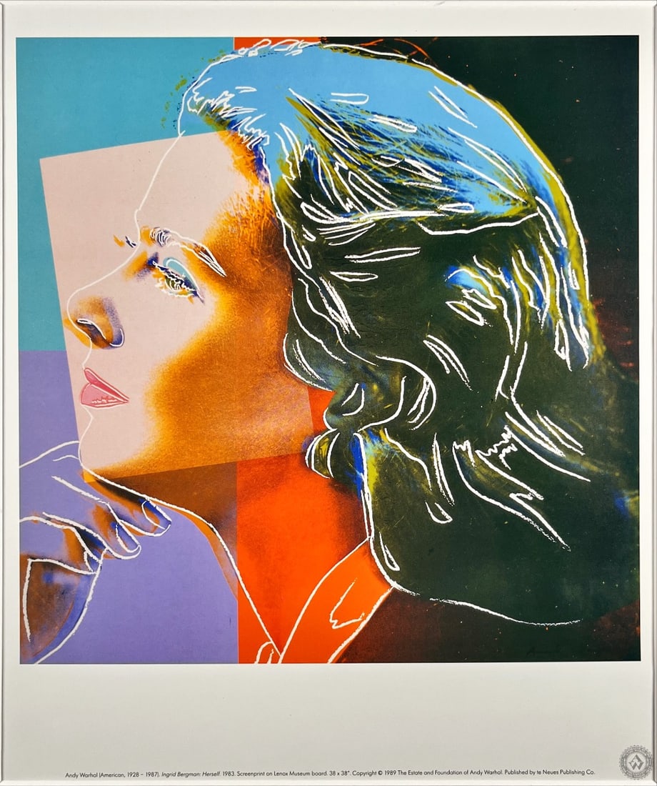 Warhol, Andy - Lithograph.: Artist: Warhol, Andy Title: Ingrid Bergman Technique: Lithograph on Heavy weight smooth paper size: 23 x 23 cm. (9,05 x 9,05 inch) Framed: 50 x 40 cm. (19,7 x 15,75 inch) M