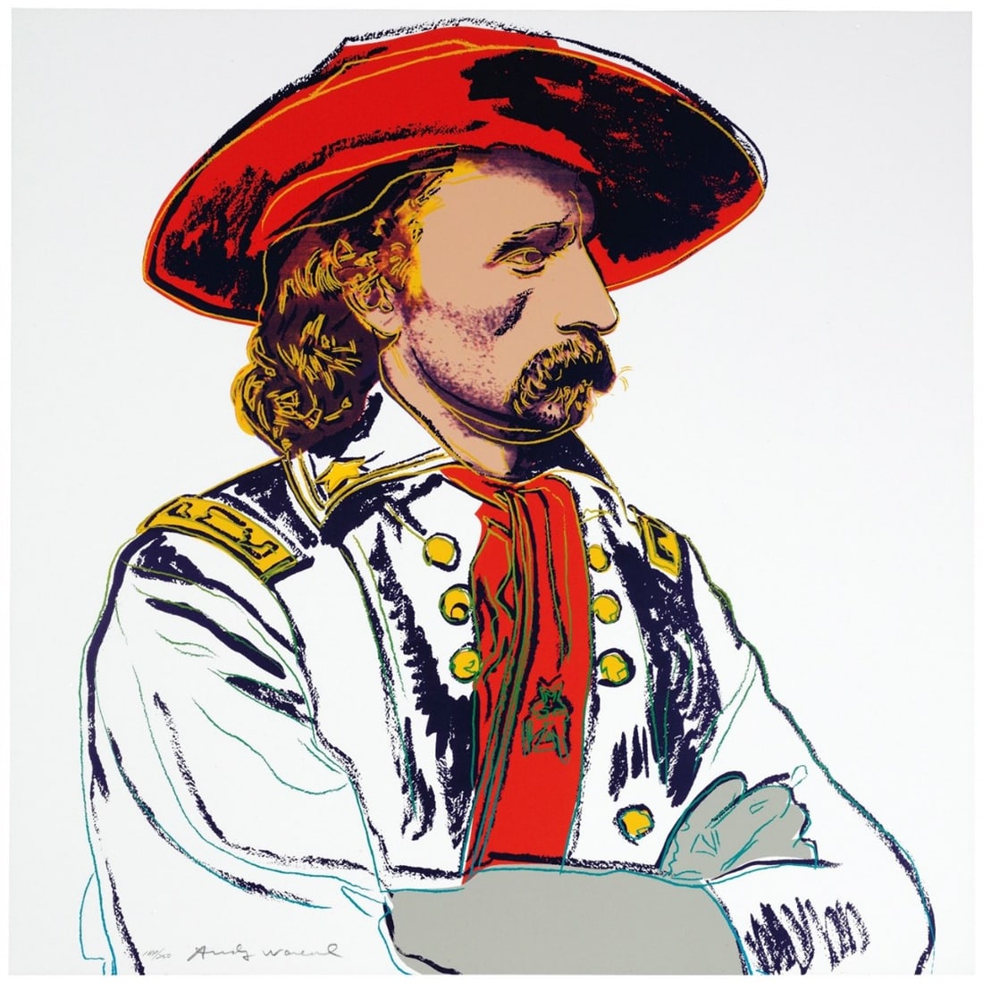 Andy Warhol - Serigraph - Cowboys & Indians - Signed: Artist: Warhol, Andy Title: Cowboys & Indians - General Custer Technique: Serigraphic on Lenox museum board size: 91,4 x 91,4 cm. (36 x 36 inch) Framed: Not framed More Information Andy Warhol,