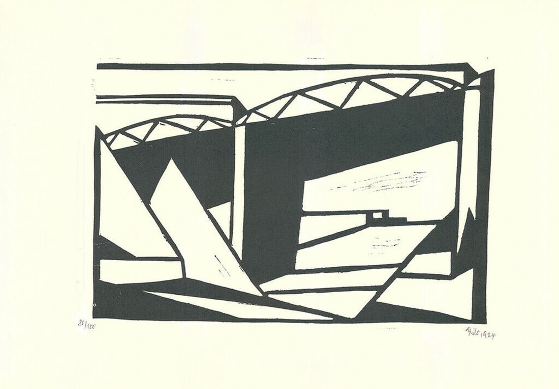 Maatsch, Thilo - Woodcut - Handsigned: Artist: Maatsch, Thilo Title: Composition Technique: Woodcut on Velin Handmade paper size: 30,5 x 43 cm. (12 x 16,95 inch) Framed: Not framed More Information Hand-Sign