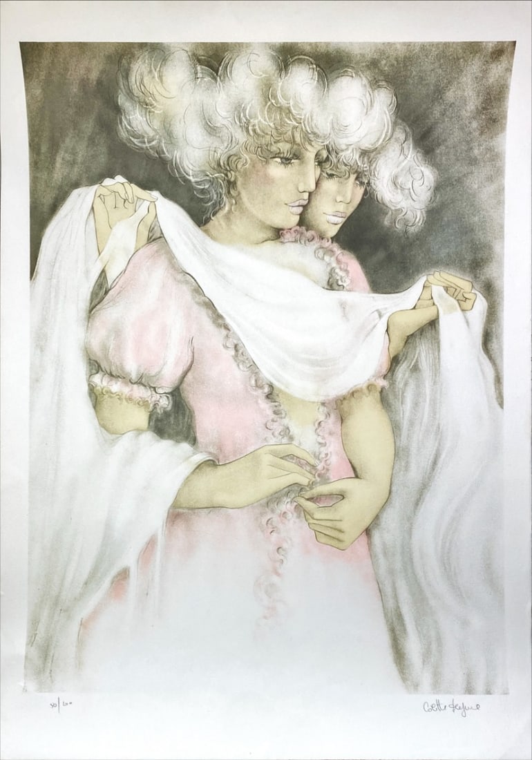 Colette Darfeuil - Lithograph - Hand signed: Artist: Darfeuil, Colette Title: Untitled Technique: Lithograph on Handmade paper size: 76 x 55 cm. (29,9 x 21,65 inch) Framed: Not framed More Information Beautiful li