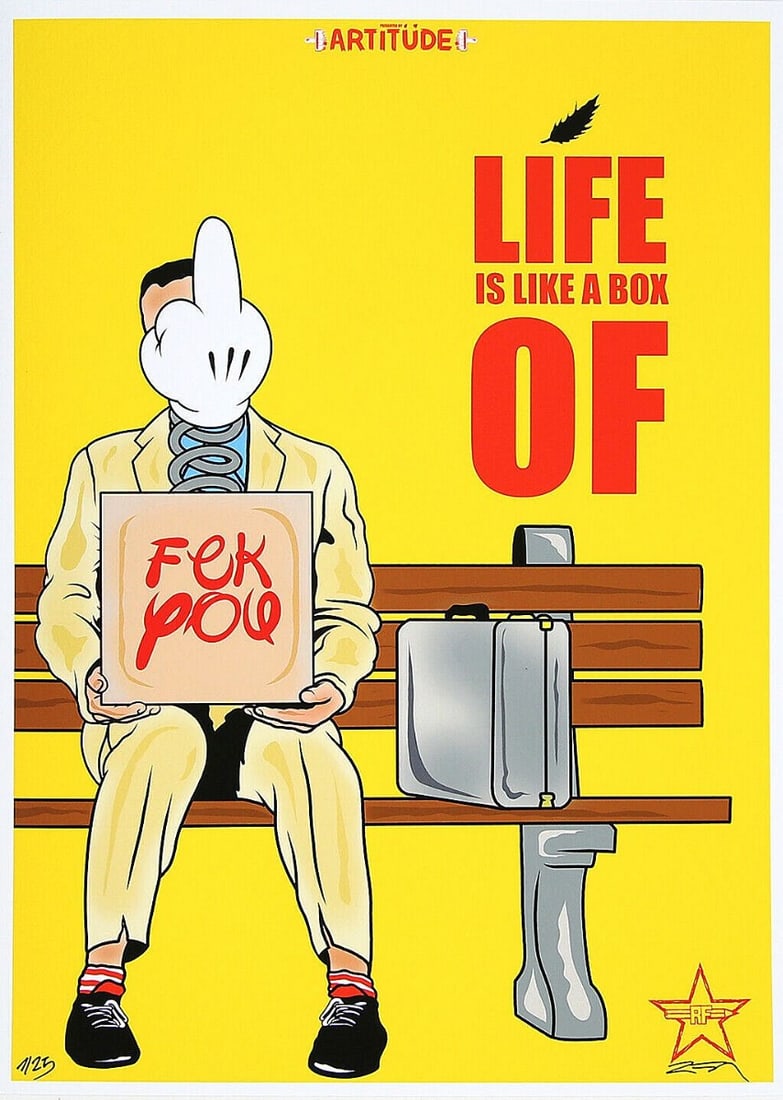 R.F.ART - StreetArt - Handsigned: Artist: R.F.ART Title: Life Is Like A Box Of Technique: 3D Construction on Hahnemühle Velvet size: 61 x 43,7 cm. (24 x 17,2 inch) Framed: Not framed More Information R.
