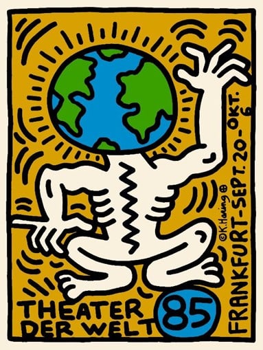 Keith Haring - Serigraph: Artist: Haring, Keith Title: Theater der Welt Technique: Serigraphic on Paper size: 111,5 x 84 cm. (43,9 x 33,05 inch) Framed: Not framed More Information About the artist Keith Allen Haring