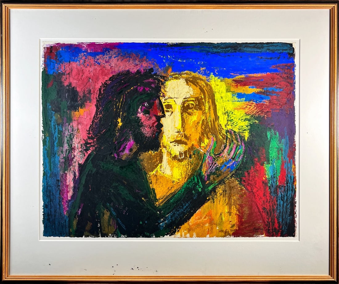 Berrie Brugman - Oil Painting - Apostel: Artist: Brugman, Berrie Title: Apostel Technique: Oil painting on Paper size: 70 x 84 cm. (27,55 x 33,05 inch) More Information Hand-signed. Completely framed, Passe-Partout and