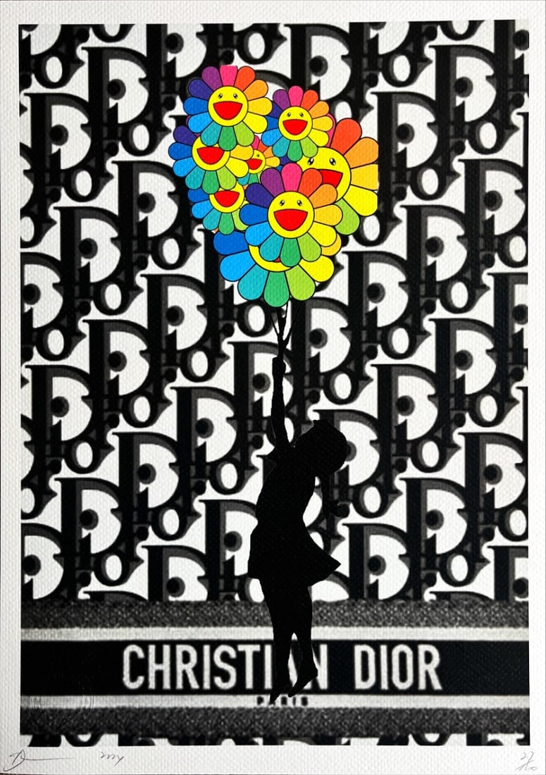 Death NYC - Banksy Balloon Girl and Christian Dior - Hand signed: Artist: Death NYC Title: Banksy Balloon Girl and Christian Dior Technique: Graffiti Pop Art Print on Fine art 300 gsm paper size: 45 x 32 cm. (17,7 x 12,6 inch) Framed: Not framed
