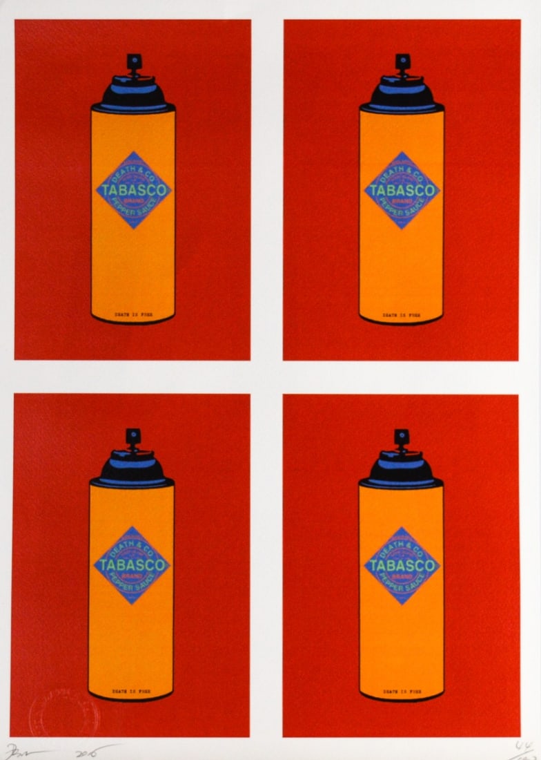 Death NYC - 4 Spacy Spray Red - Silkscreen: Artist: Death NYC Title: 4 Spacy Spray Red Technique: Silkscreen on Fine art 300 gsm paper size: 45 x 32 cm. (17,7 x 12,6 inch) Framed: Not framed More Information Hand