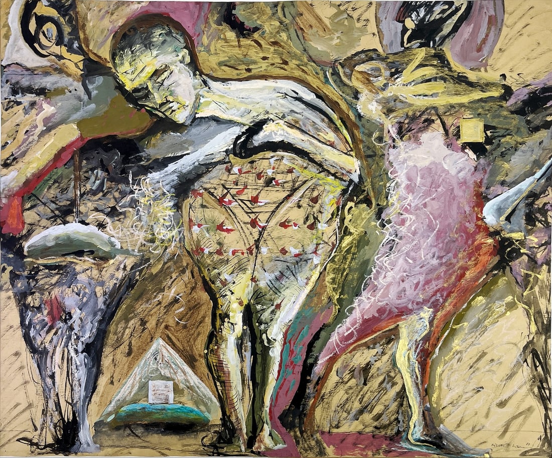 Mihai Chiuaru - Gouache - Hand signed: Artist: Chiuaru, Mihai Title: Ritual Technique: Gouache on Handmade paper size: 63 x 77 cm. (24,8 x 30,3 inch) Framed: Not framed More Information Mihai Chiuaru is a contemporary artist, born in 1951