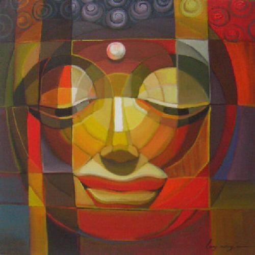 Wing, Lony - Acryl Painting - Handsigned: Artist: Wing, Lony Title: Budha Moon Technique: Acrylic painting on Canvas size: 50 x 50 cm. (19,7 x 19,7 inch) More Information Hand signature by the Artist. Comes with COA. Acrylic painting on