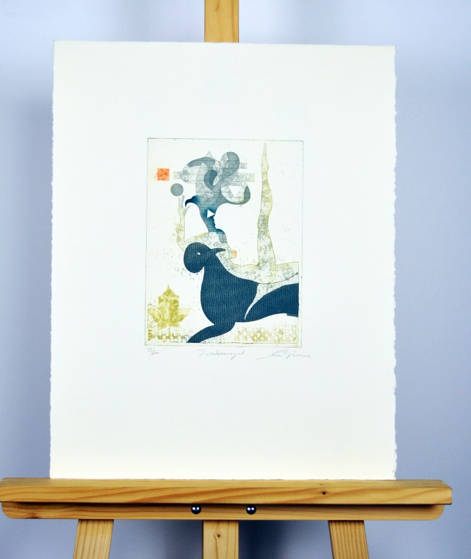 Erceanu, Dan - Etching: Artist: Erceanu, Dan Title: Zaubervogel Technique: Etching on Handmade paper size: 40 x 50 cm. (15,75 x 19,7 inch) Framed: Not framed More Information Hand-Signed, titled and numbered by the Artist.