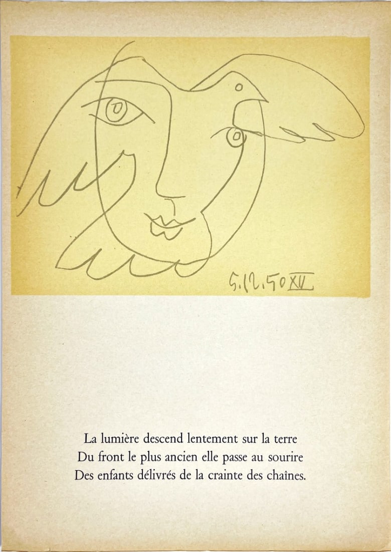Pablo Picasso - Le Visage de la Paix - Original Mourlot lithograph 1950.: Artist: Picasso, Pablo Title: Le Visage de la Paix Technique: Lithograph on Velin Handmade paper size: 19,4 x 13,4 cm. (7,65 x 5,3 inch) Framed: Not framed More Information PABLO PICASSO. "Le