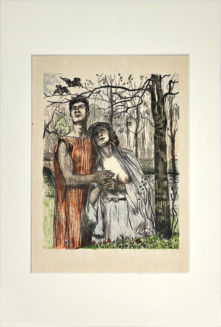 Lovis (Louis) Corinth - Lithograph: Artist: Corinth, Lovis (Louis) Title: Waldesszene Technique: Lithograph on Japon Paper size: 43,3 x 31,5 cm. (17,05 x 12,4 inch) Framed: 50 x 37 cm. (19,7 x 14,55 inch) Mor